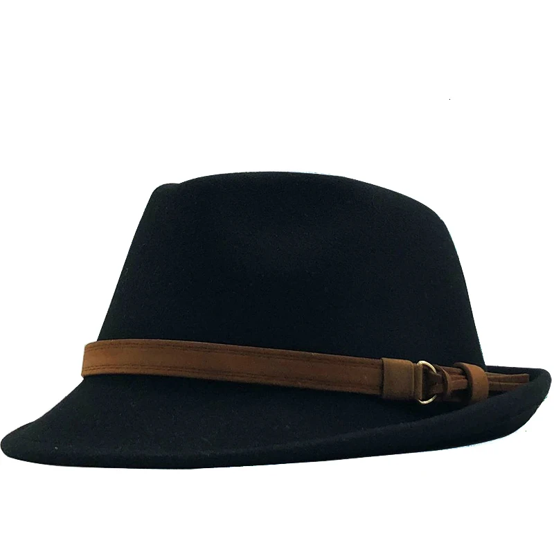 wide brim fedora New Wool Women Men Fedora Hat For Winter Autumn Elegant Lady Gangster Trilby Felt Homburg Church Jazz Hat 55-58CM adjustable goorin bros fedora