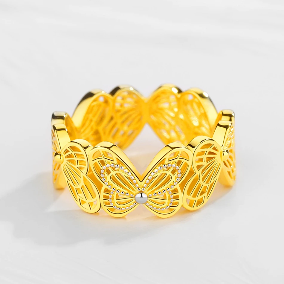 KALETINE 925 пробы Серебряное кольцо с бабочкой Роскошные необычные свадебные золотые кольца для женщин мужские ювелирные изделия мода