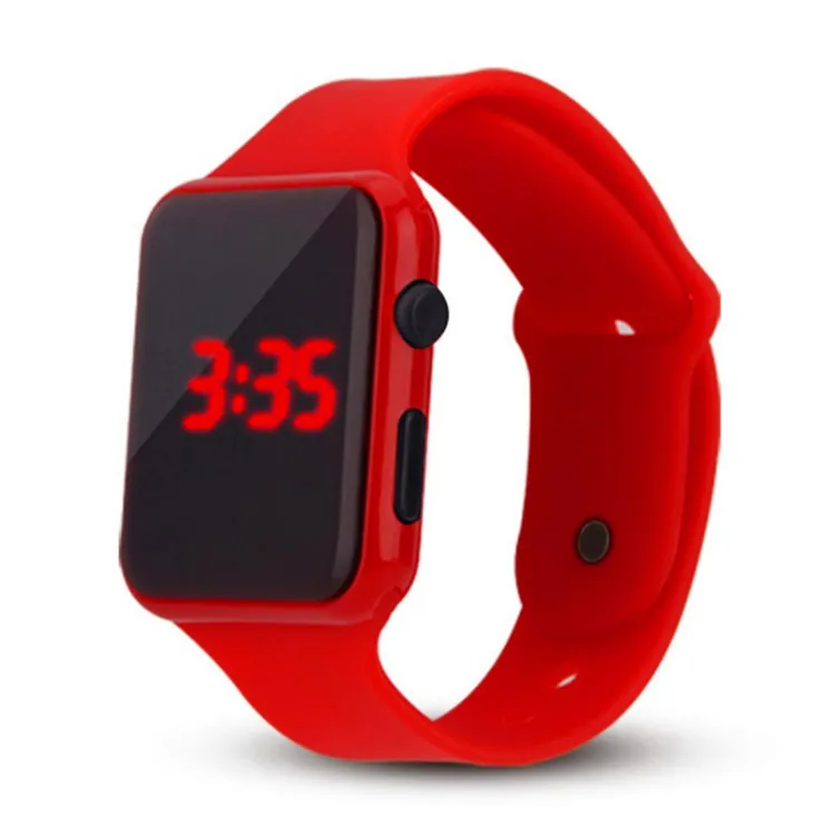 

2019 explosion models LED square models silicone watch LED electronic student adult couple fashion electronic watch