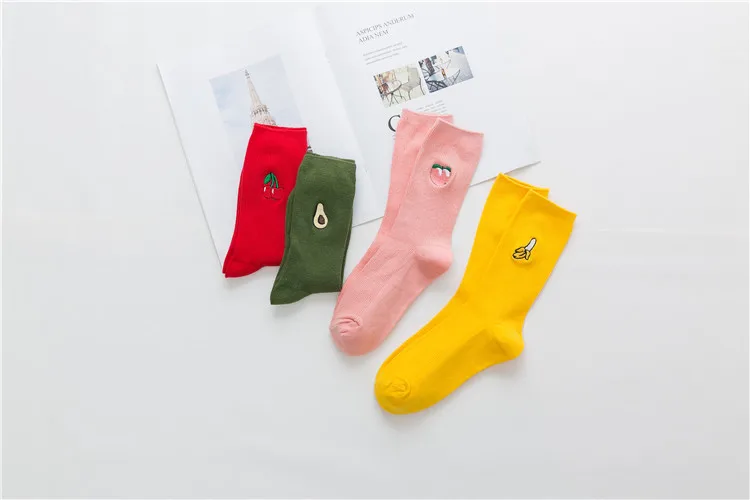 1 пара,, цветные носки с фруктами, авокадо, вишня, банан, забавные носки для мужчин и женщин, хлопковые носки для влюбленных, повседневные цветные носки с рисунками