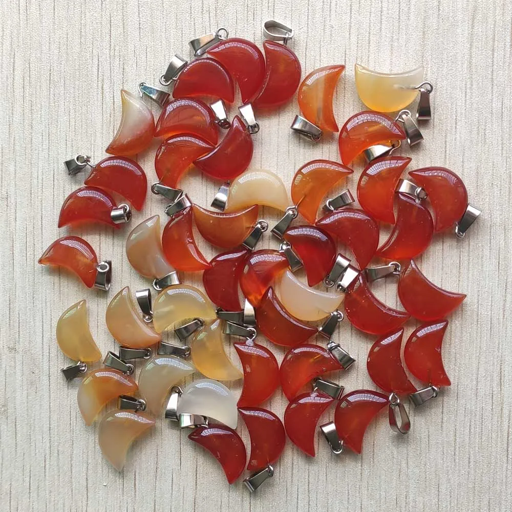 Fashion high quality natural red onyx crescent moon shape charm pendants for DIY jewelry making Wholesale 30pcs free shipping | Украшения и