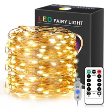 SXZM Remote Control 5/10/20 Meter LED String Light Copper Wire USB Powered Outdoor Fairy Garland New Year Christmas Decoration