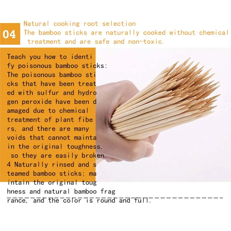 Disposable Wood Sticks Barbecue Tools Natural BBQ Bamboo Skewers for Shish Kabob Grill Fruit vegetable