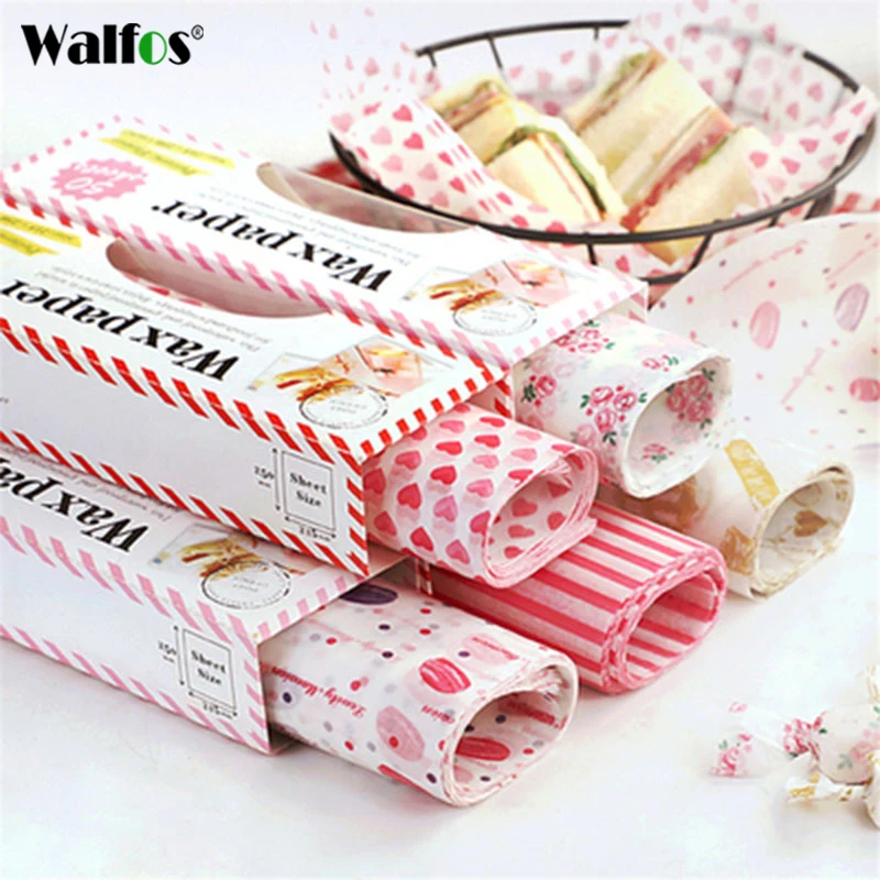 Walfos50PcsLotWaxPaperFoodGradeGreasePaperFoodWrappers