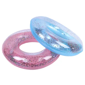 

55cm Transparent Life Buoy Inflatable Swim Tube Glitter Raft Round Swim Ring for Summer Pool FK88