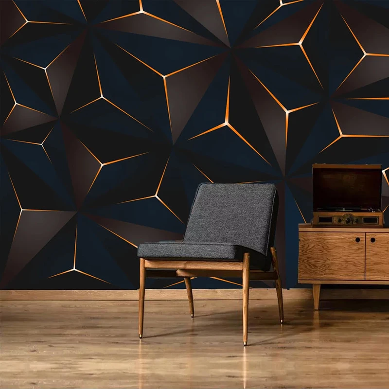 3D Wallpaper Creative Golden Abstract Geometric Lines Mural Living Room Decors
