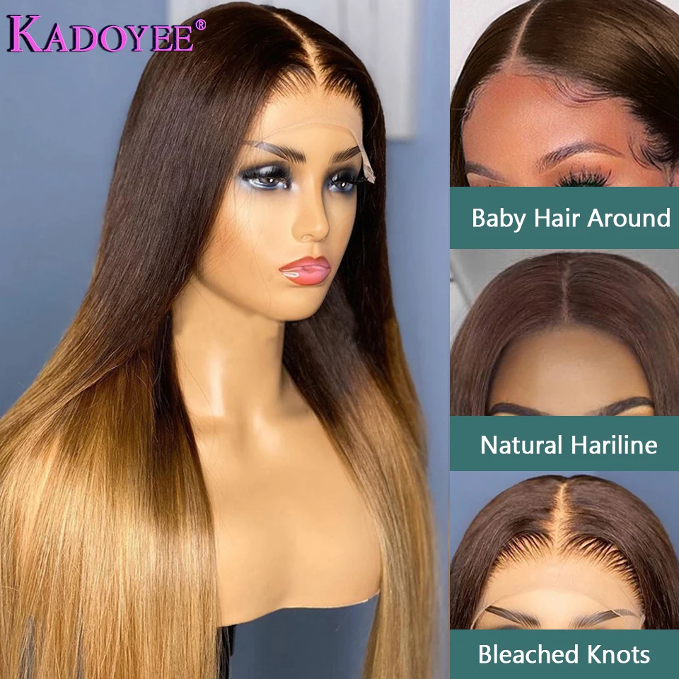 Brown Blonde Lace Front Wig Human Hair Lace Frontal Wigs For Women Brazilian 2/27 Ombre Human Hair wig Straight Lace Wig Remy