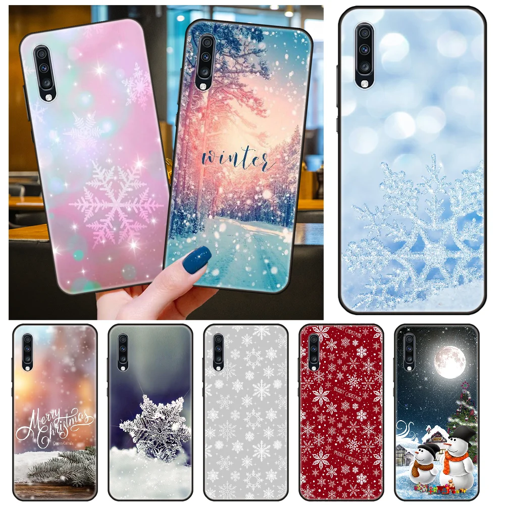 Phone Case For Samsung Galaxy A 80 70 50 51 71 10 20 30 40 41 31 21 S E 5G 7 5 Black Cover Shell Art Coque Soft Snowflake Ice | Мобильные