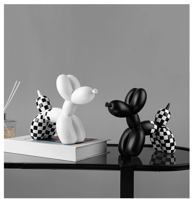 Simple Black & White Creative Balloon Dog Living Room Ornament