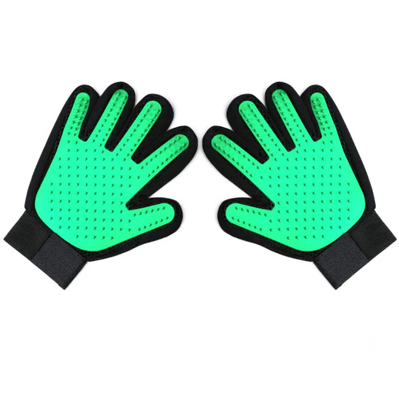 Новые силиконовые перчатки для чистки кошачьей гривы, массажные перчатки для ухода за животными - Цвет: green