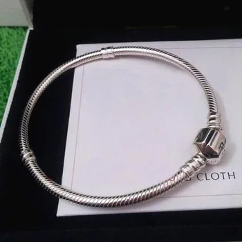 

Hot Sale 100% 925 Silver Bracelet Fit Original Design Beads Charms Bangle DIY Jewelry Making Gift For Women