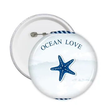 

Starfish Ocean Love Sea Sailing Blue Round Pins Badge Button Clothing Decoration 5pcs Gift
