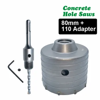

1 Set SDS PLUS 80mm Concrete Hole Saw Electric Hollow Core Drill Bit Shank 110mm Cement Stone Wall Air Conditioner Alloy DB01053