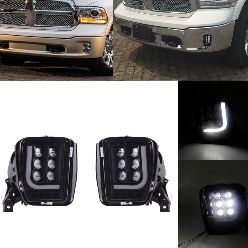 

1 Pair 12V 3000K Smoked Lens Car Front Bumper Fog Lights White light for Dodge RAM 1500 2013 - 2018