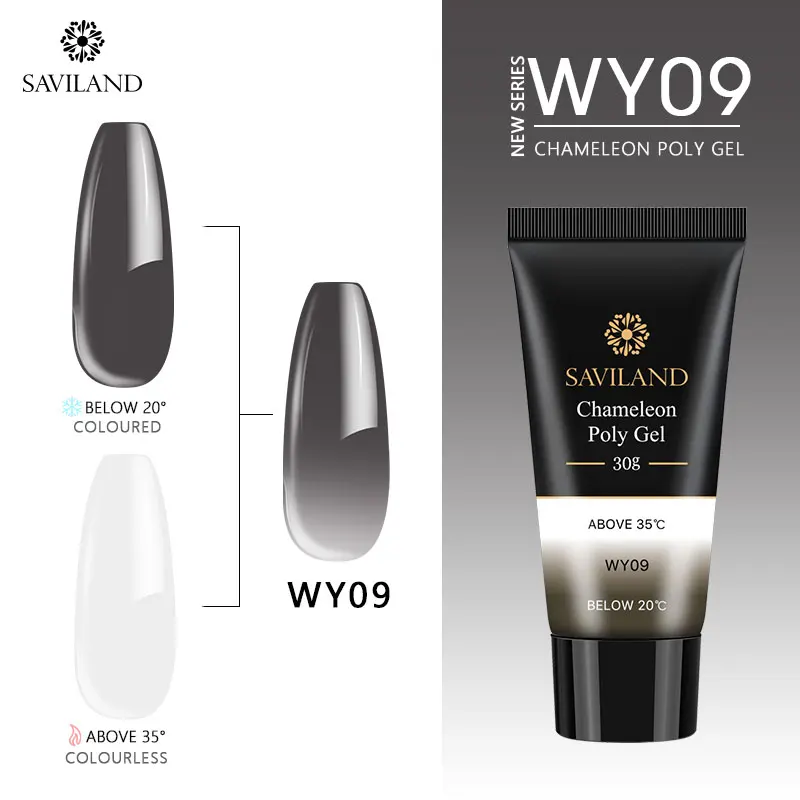 30ml WY09 SAVILAND 30 мл, полигель, меняющий цвет, термо-расширение, дизайн ногтей, камуфляж, акриловый полигель для ногтей, быстрое строительство, УФ-Гель-лак - Цвет: 30ml WY09
