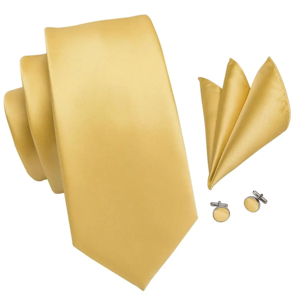 Hi-Tie желтые галстуки для мужчин твердые золотые галстук вечерние свадебные шелковый галстук для свадебной вечеринки галстук C-3264 Прямая поставка