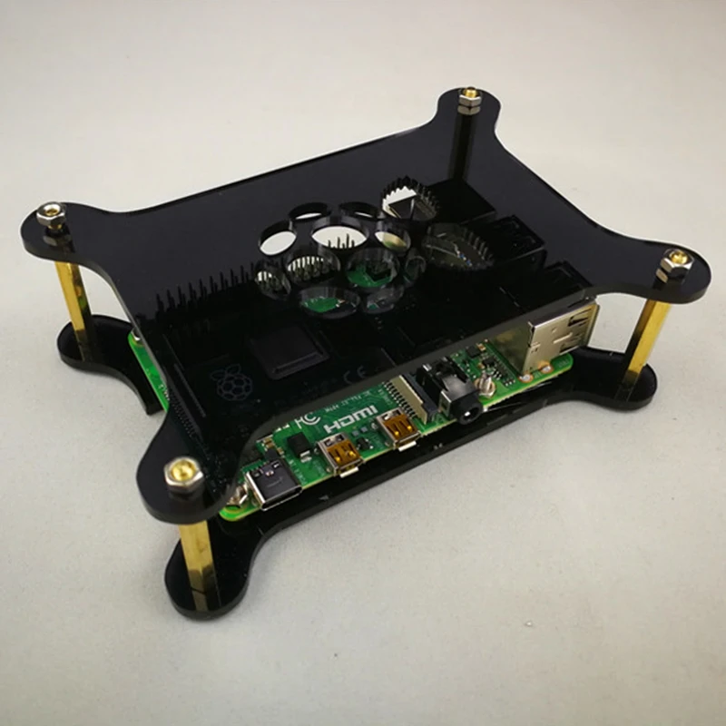 Raspberry Pi 4 Модель B прозрачный акриловый корпус с логотипом совместим с Raspberry Pi 3/2