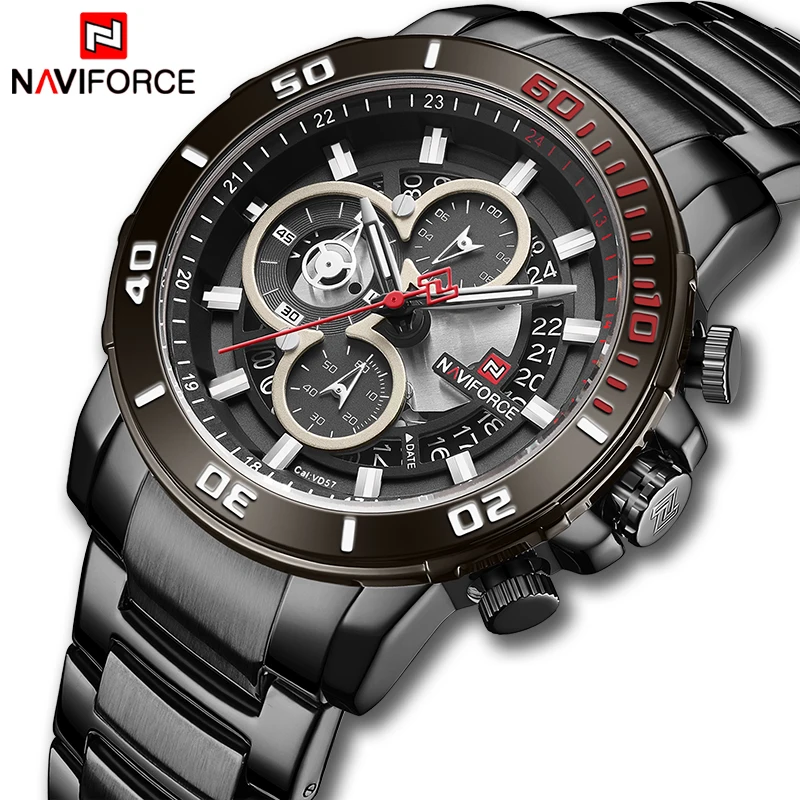 Новые NAVIFORCE мужские часы Топ люксовый бренд нержавеющая сталь кварцевые