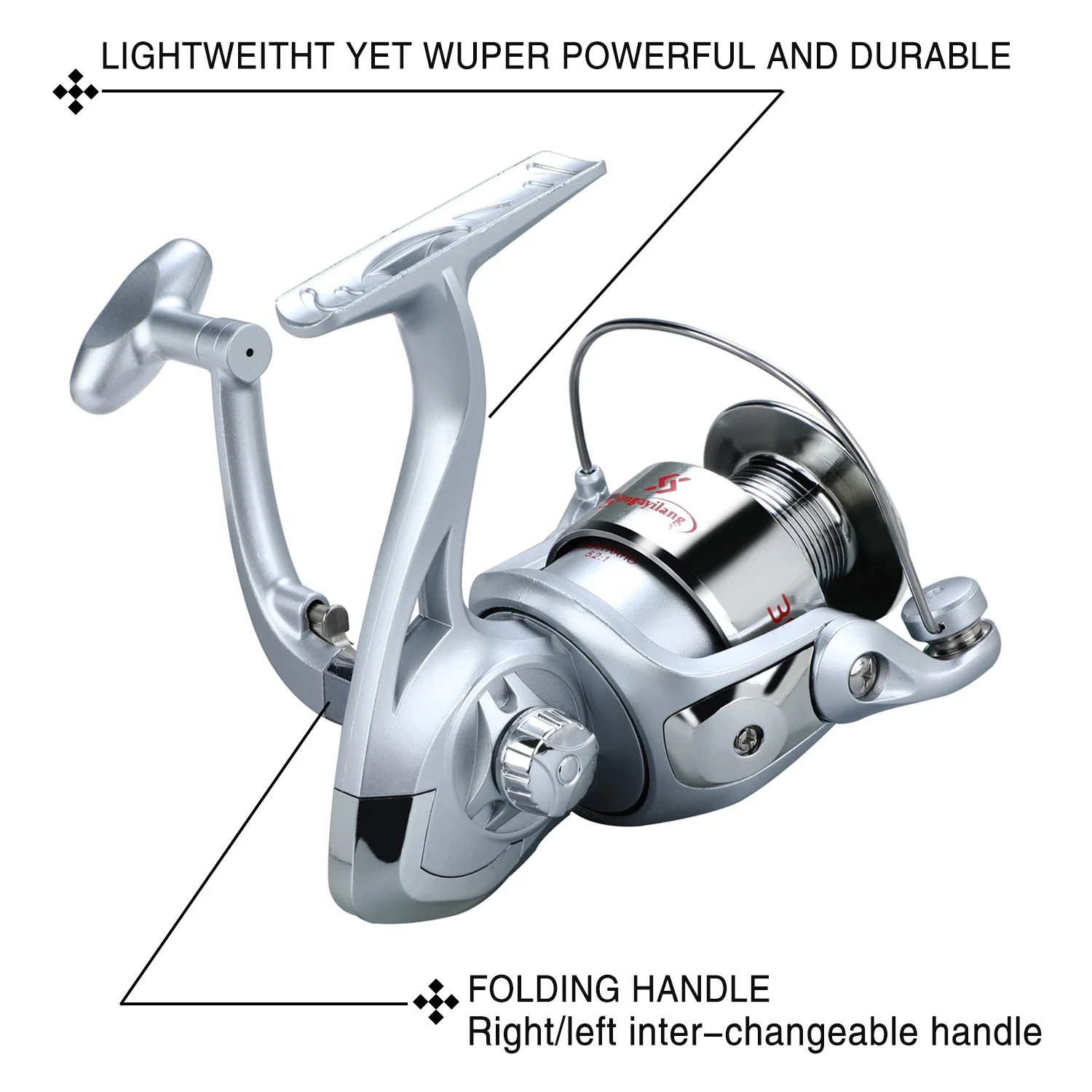 Sougayilang 1000-3000 Fishing Reels Speed 5.2:1 Gear Ratio Right/Left Hand Sea Fishing Reel Saltwater Freshwater Spinning Reel