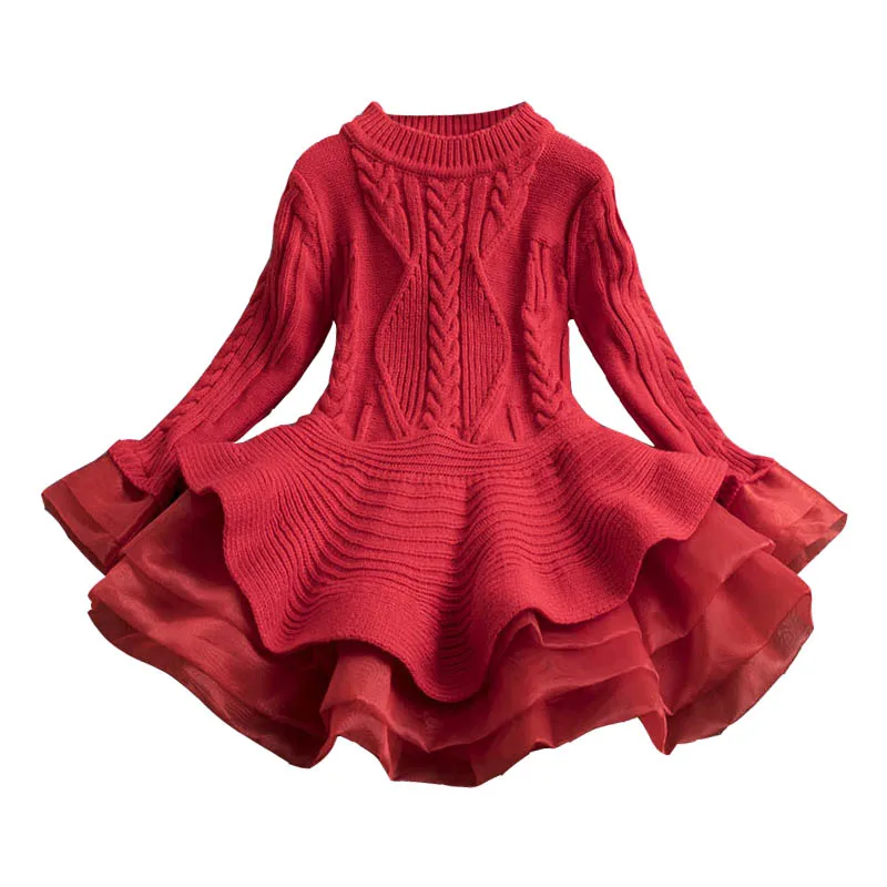 Детские платья для девочек с длинными рукавами; однотонное трикотажное платье с принтом; новогодний костюм; платье принцессы; детская Рождественская одежда