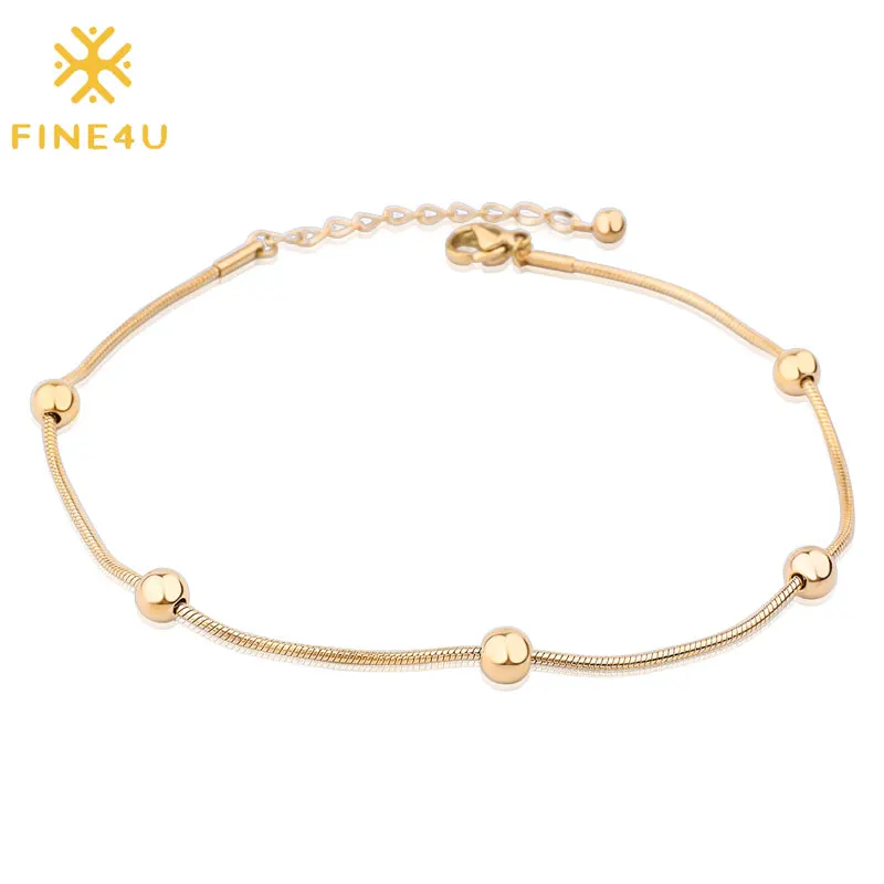 FINE4U B215 браслет-цепочка из нержавеющей стали в виде змеи для мужчин и женщин цвета розового золота шарообразные браслеты унисекс ювелирные изделия