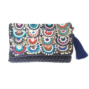 

Pafuli Handmade Ethnic Clutch Bag Navy Blue