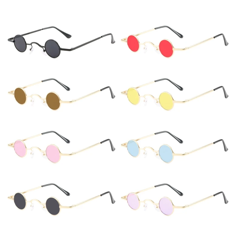 Multi Color Lens Ultra Small Frame Sunglasses Retro Circle Frame Sunglasses European and American Personality Sunglasses_voghion.com