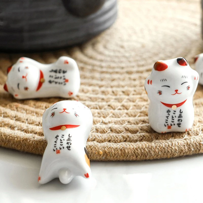 Lucky Cat держатель для палочек японские керамические палочки для еды Уход Керамическая фигура «Счастливая Кошечка» домашний отель 7 форм 1 шт