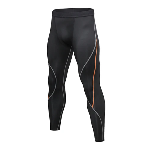 Цветные утягивающие треники, колготки для мужчин, спортивная одежда для фитнеса, тренировочные брюки, эластичные узкие брюки, спортивные Леггинсы - Цвет: black orange line