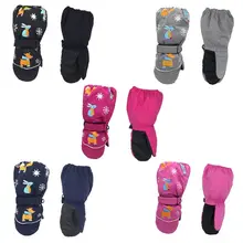 Новинка; Зимние Детские утепленные лыжные перчатки с рисунком оленя и кролика; Детские ветрозащитные водонепроницаемые Нескользящие варежки с длинными рукавами