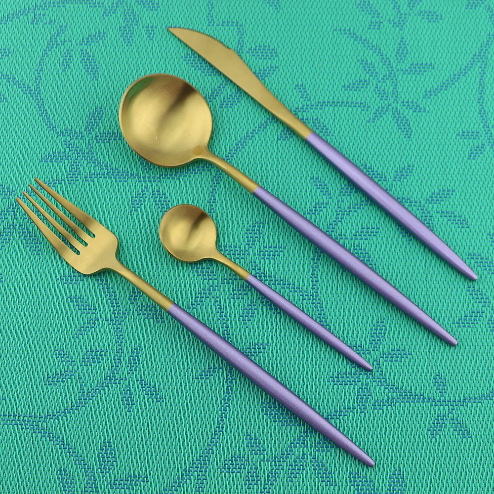 

Creative Dinnerware 24Pcs/set Gold Blue Cutlery Knife Fork Scoops Stainless Steel Western Cutlery Kitchen Tableware Dinner Set