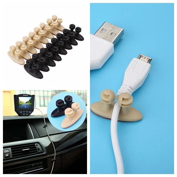 8Pcs Car Vehicle Wire Cord Cable Holder Clips Fixer Organizer Adhesive
