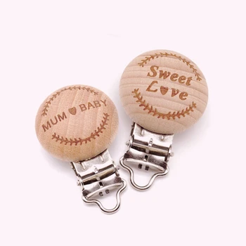 

Wooden Pacifier Clip Does 5PCs Not Contain Chemical Composition Two Letter Printing DIY Gift Baby Pacifier Chain Accessories
