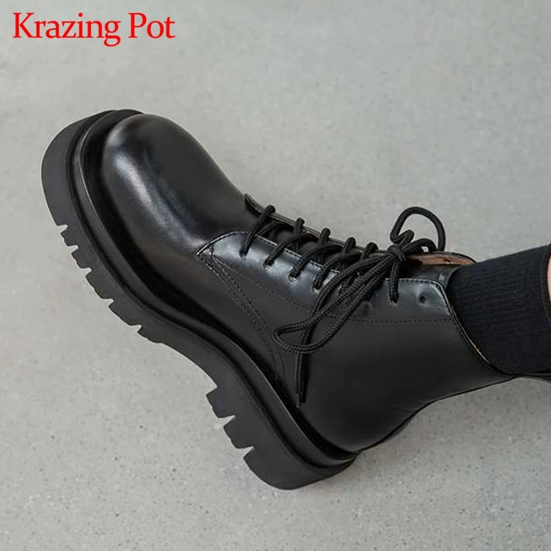 Ботильоны Krazing pot из натуральной кожи с перекрестной шнуровкой и круглым носком