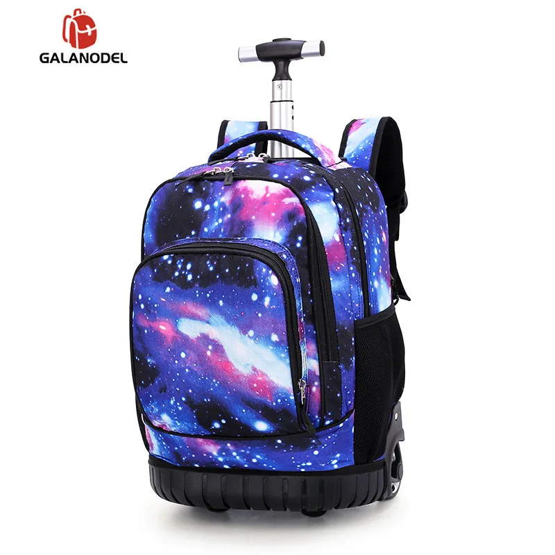 

18 Inch Rolling Backpack Travel School Backpacks on Wheel Trolley SchoolBag for Teenagers Boys Children School Bag with Wheels