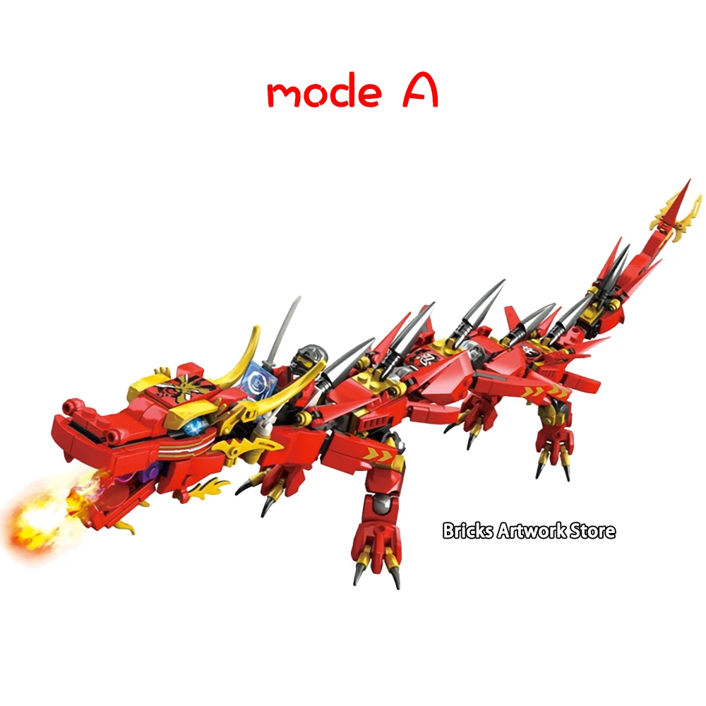Pаспродажа Совместимость Ninjagoes Kai Летающий красный ниндзя Дракон Мех Набор 2в1 Набор фигурок развивающие строительные блоки игрушки для детей Подарки