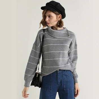 

Autumn and winter new cashmere sweater female high collar pullover thick ladies sweater short lapels loose knit bottoming shirt