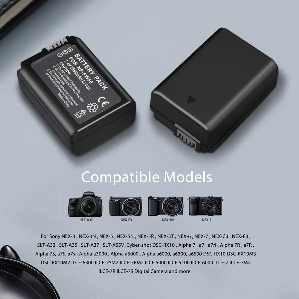 2000 мА/ч NP FW50 Батарея Камера + ЖК дисплей USB Dual Зарядное устройство для объективов