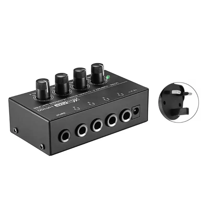 HA400 4 Channels Mini Stereo Headphone Amplifier with Power Adapter US UK EU AU LX9B