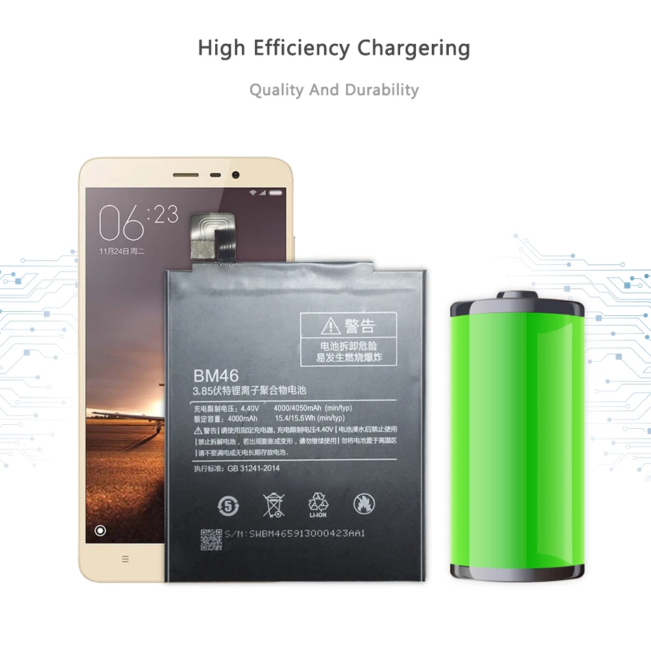 BM46 аккумулятор мобильного телефона для Xiaomi Redmi Note 3/Note3 Pro сменный аккумулятор BM46 4000 мАч