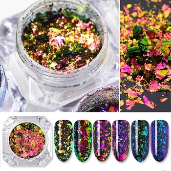 

Chameleon Nail Flakies Sequins Nails Paillette Colorful Nail Flakes Sticker 3D DIY Nail Sliders Dust Glittering Nail Art Decors