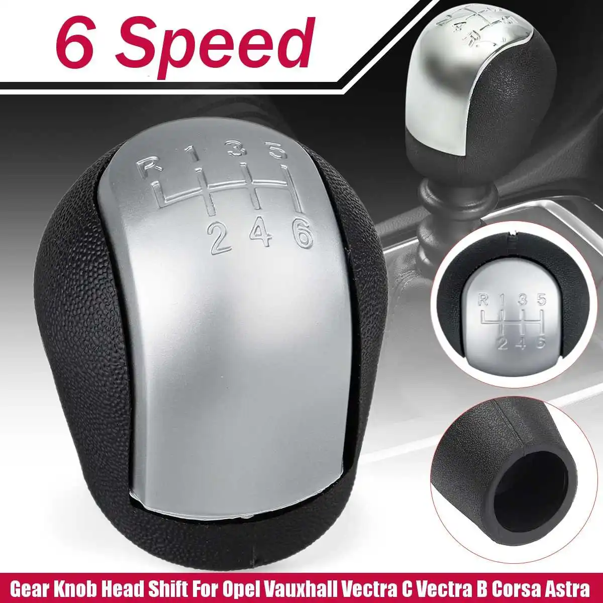 

Matt Chromed ABS 6 Speed Car Gear Shift Knob Chrome For Vauxhall for Opel Vectra C B Corsa Astra G Combo 2002 2003 2004 2005