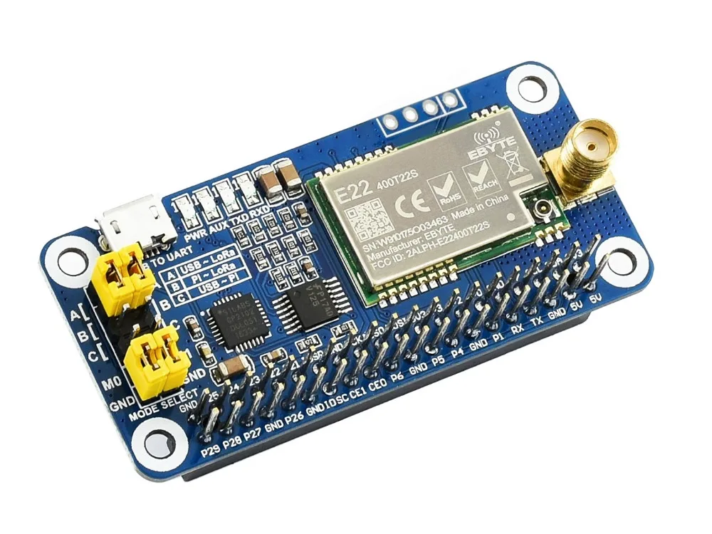 Sx1268 433 m lora hat baseado em sx1268 cobre 433 mhz faixa de freqüência adequado para controle industrial