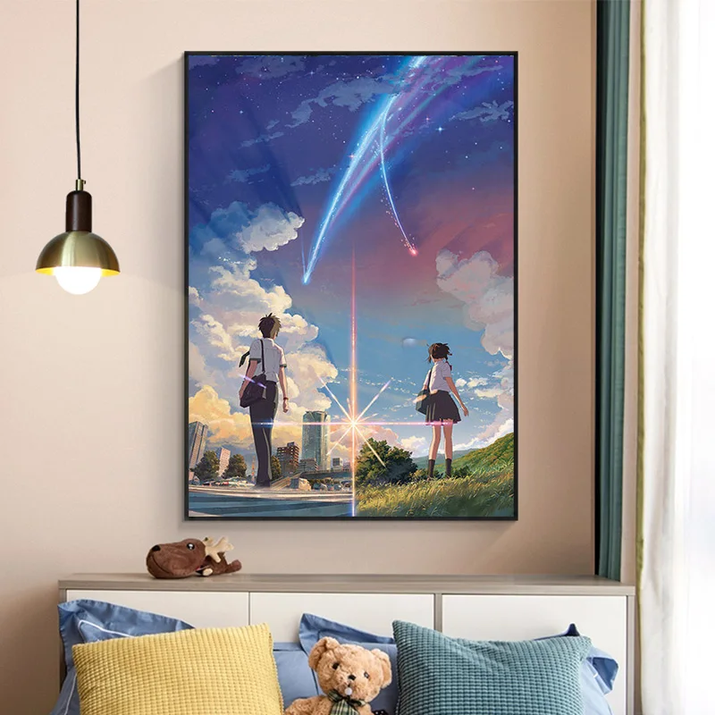 Manga Film Poster Anime Movie Canvas Printings Your Name By Kimi No Na Wa Posters and Print Cartoon Love Wall Art Pictures Decor | Дом и сад