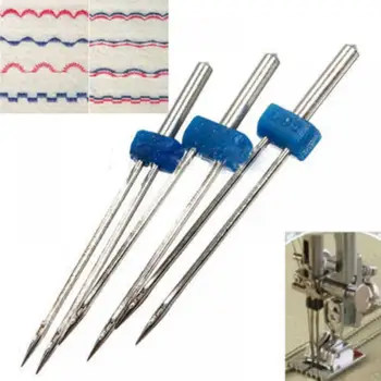 

3Size 3pcs/Set Durable Double Twin Needles Pins Twin Stretch Machine Needles Mix Size 2.0/90 3.0/90 4.0/90 with Box