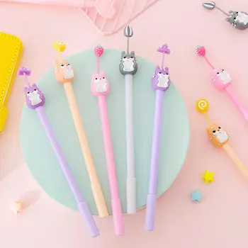 

1 pcs Cartoon Original Gel Pen Kawaii Hamster Silicone Water Black Gel Pen Student Exam Writing Pen School Office Stationery