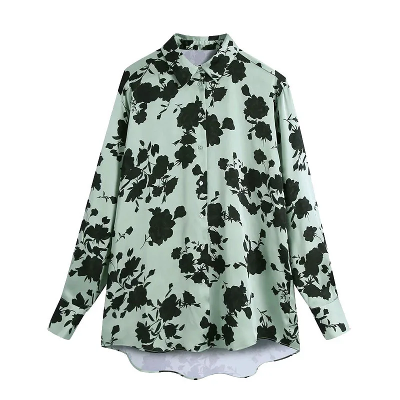

High Quality Women 2021 Fashion Retro Floral Print Loose Blouses Vintage Long Sleeve Button-up Female Shirts Blusas Chic Tops