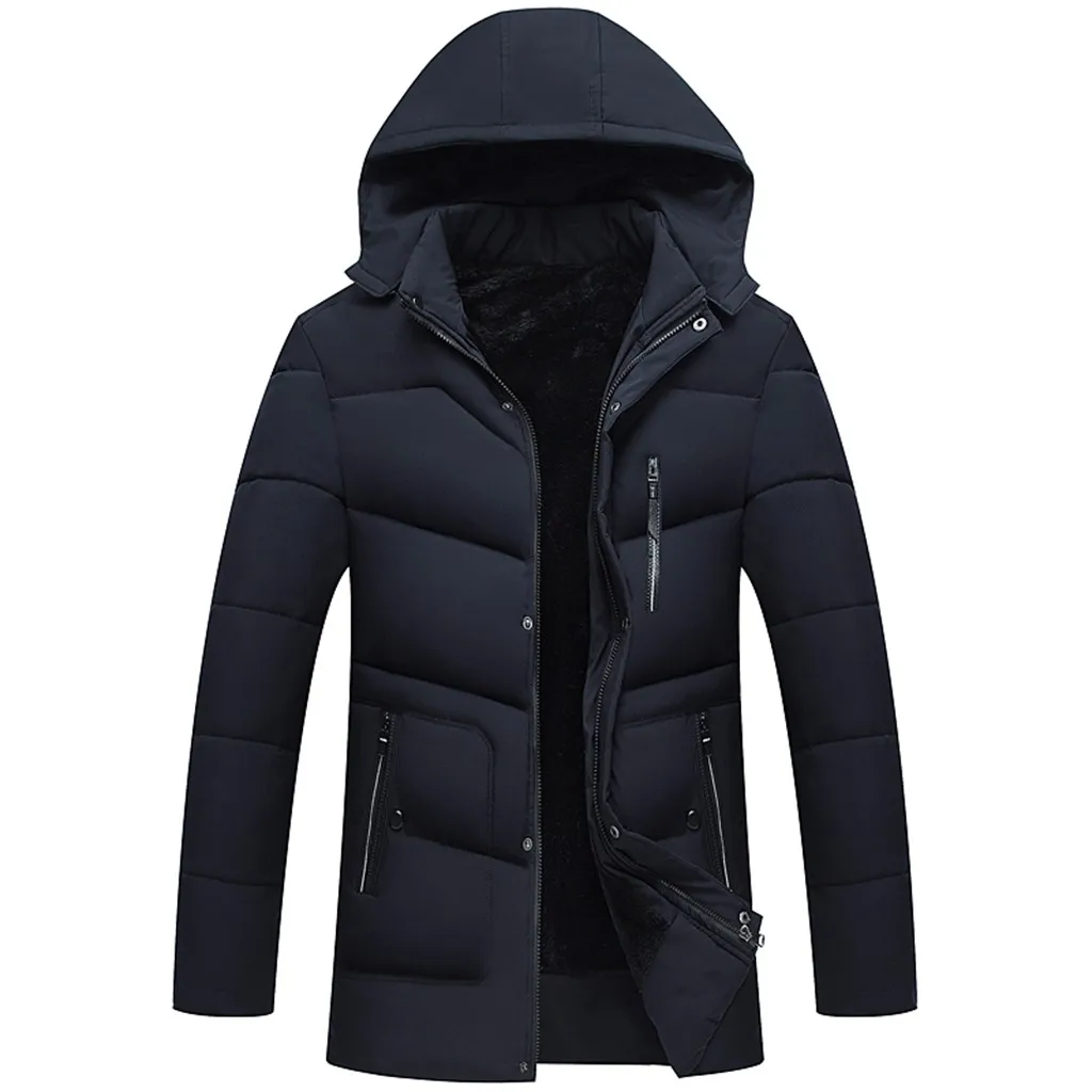 Парки стиль для мужчин на осень и зиму средняя и длинная более толстая крышка хлопковые пальто и куртки мужская одежда Прямая поставка - Цвет: F