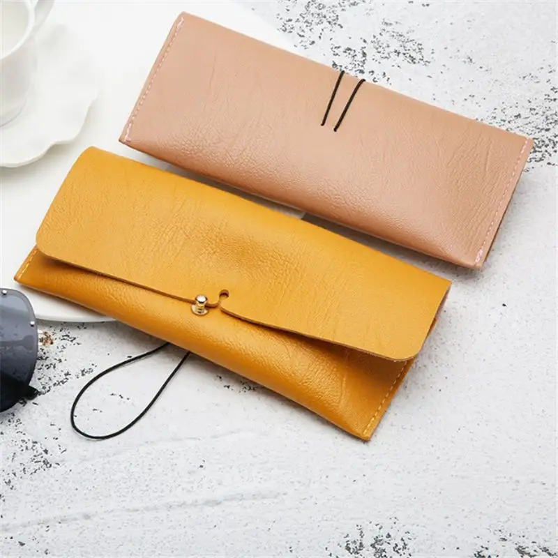 PU Leather Glasses Case Vintage Sunglasses Holder Box Eyeglasses Solid Storage Box Colorful Fold-able Portable Bag