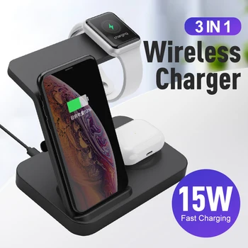 

15W 3 in 1 Wireless Charger For iPhone 11 Charging Station For Airpods Pro Quick Charging Dock For Apple Watch Charge Dock